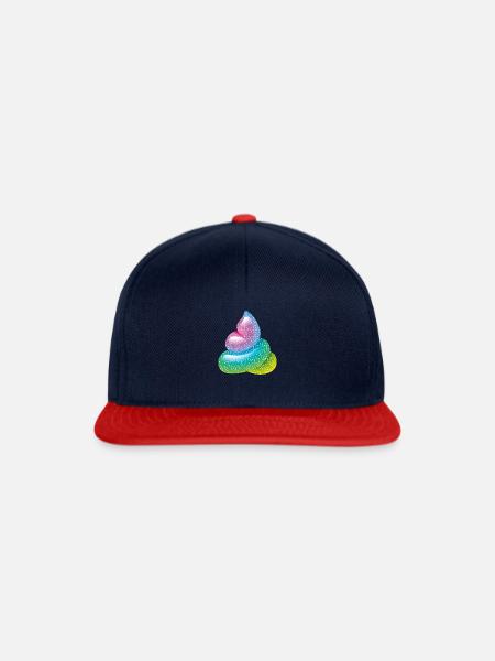 Smiley Glitter Poo - Snapback Cap - Navy/Rot