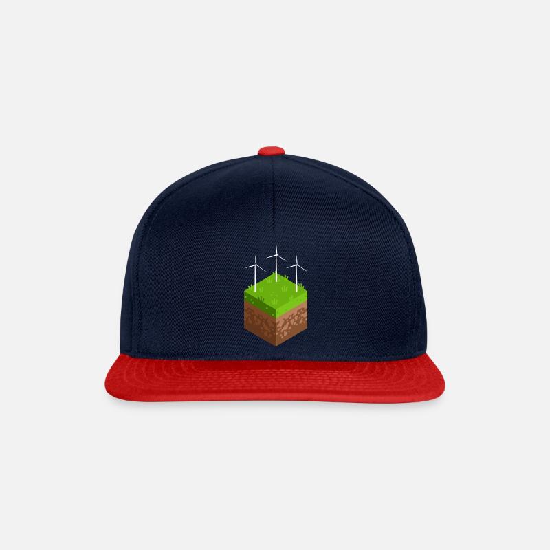 Energy transition with wind turbine - Snapback Cap - navy/red