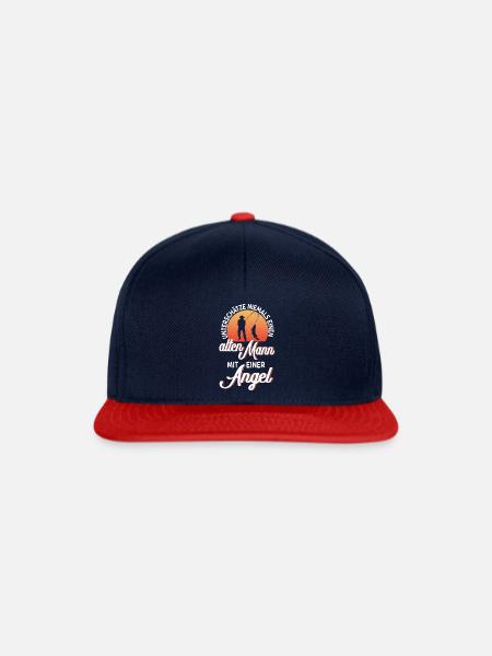 alter Mann Angel lustiger Spruch Angeln Rente - Snapback Cap - Navy/Rot