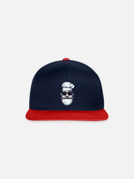Koch, Chefkoch mit Sonnenbrille und Bart - Snapback Cap - Navy/Rot