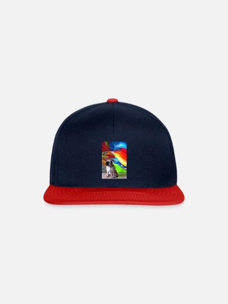 Mops Pug - Snapback Cap - Navy/Rot