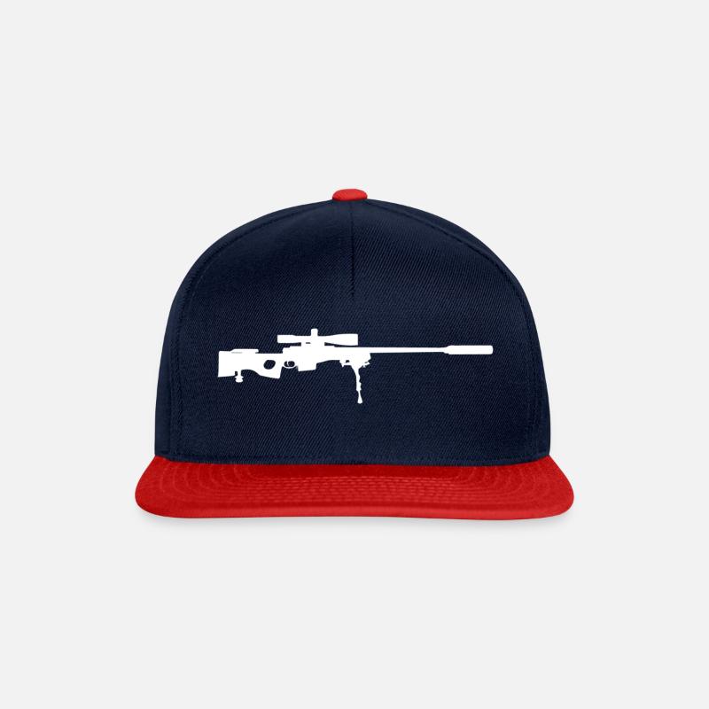 Sniper Rifle - Military - Weapons - Snapback Cap - navy/red