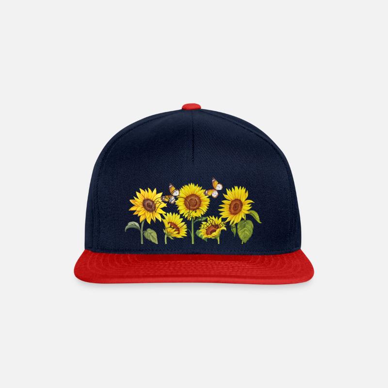Sonnenblumen-Sunflowers - Snapback Cap - Navy/Rot