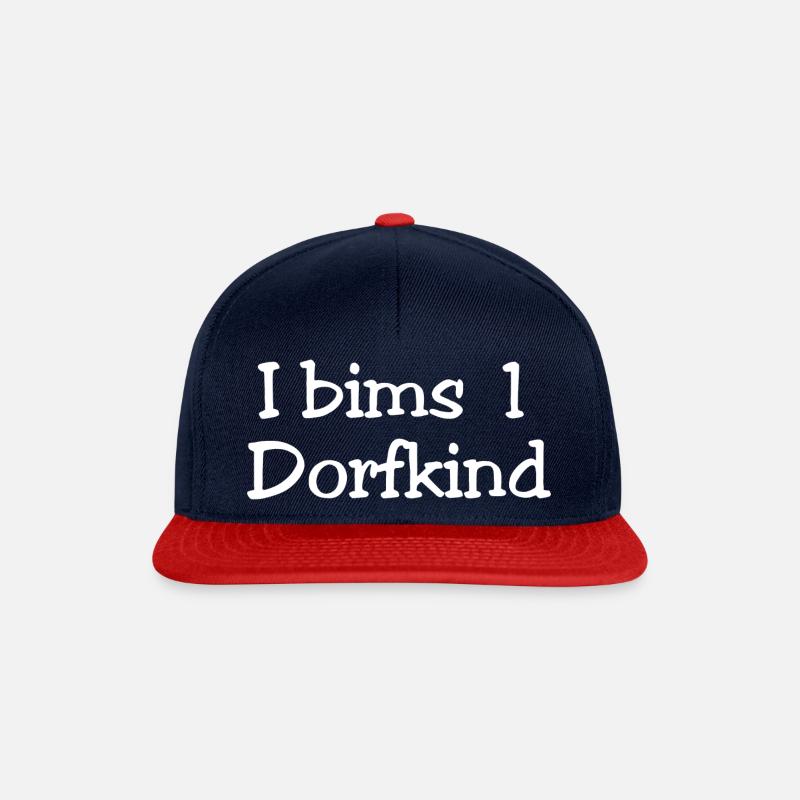 I bims 1 Dorfkind weiß - Snapback Cap - Navy/Rot