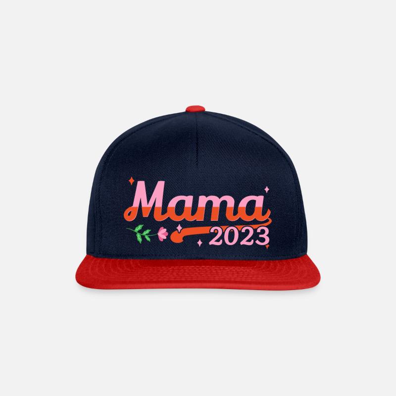 Mama 2023 Werdende Mutter Schwangerschatf Verkündu - Snapback Cap - Navy/Rot
