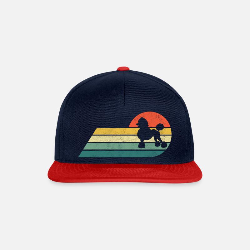 Pudel Retro Hund Vintage - Snapback Cap - Navy/Rot