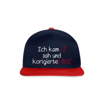 Grammatik Deutsch Lustiger Spruch Geschenk Lehrer - Snapback Cap - Navy/Rot - Vorne