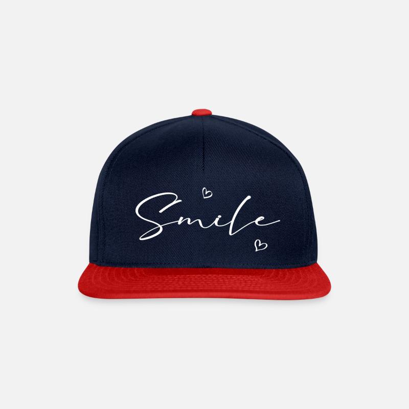 Smile mit Herz | Weiß | Lächeln | Lebensfreude - Snapback Cap - Navy/Rot
