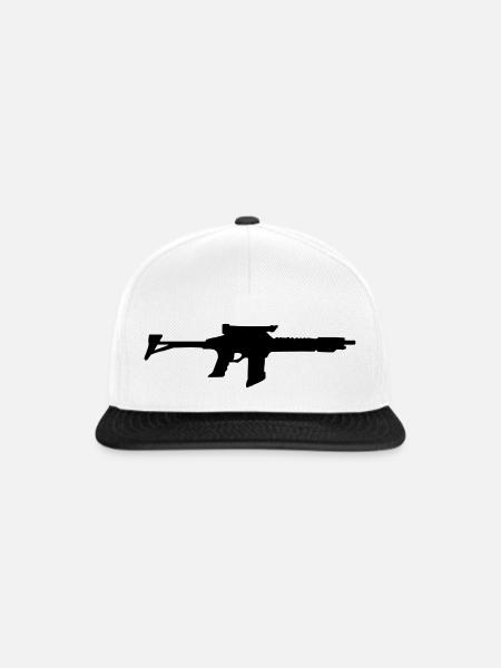 Vector Gun Silhouette - Snapback Cap - Weiß/Schwarz