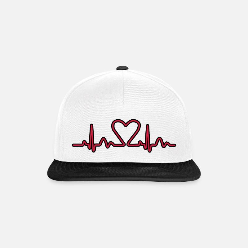 Lignes de impulsion d'électrocardiogramme de coeur - Casquette snapback - blanc/noir