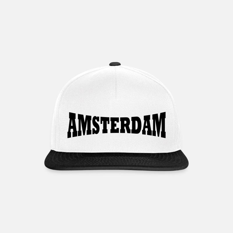 Amsterdam Schriftzug - Snapback Cap - Weiß/Schwarz