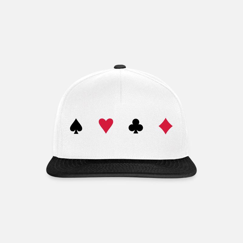 poker karten pik - Snapback Cap - Weiß/Schwarz