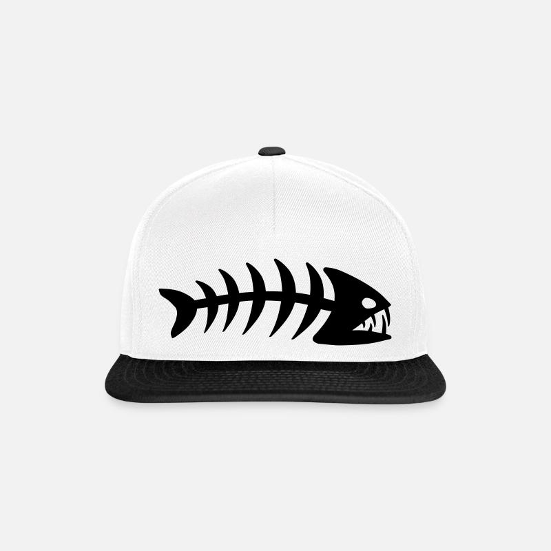 Fish Bone Piranha - Snapback Cap - white/black