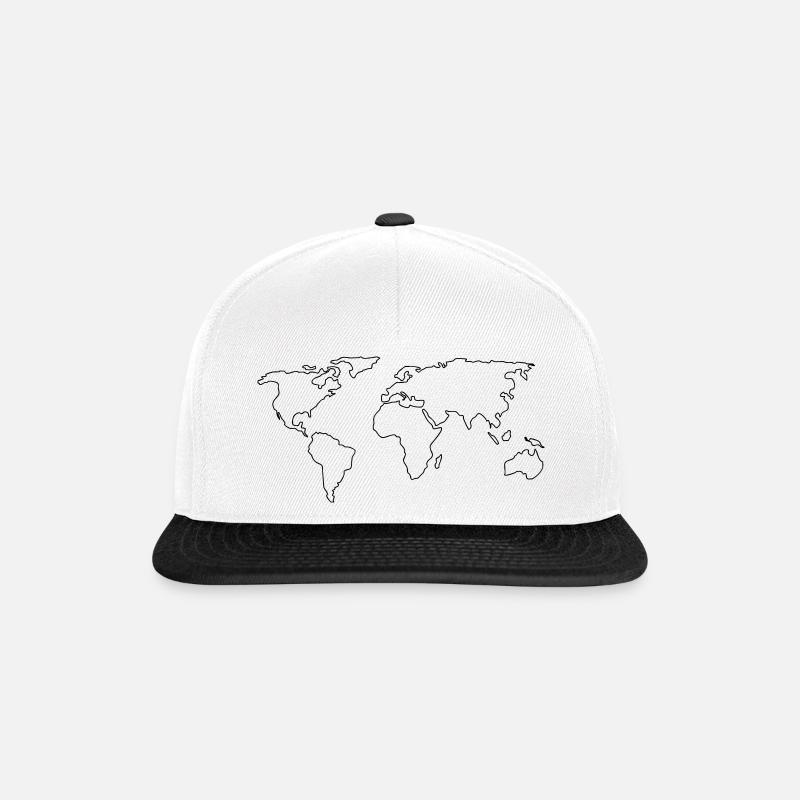 World map contour - Snapback Cap - white/black