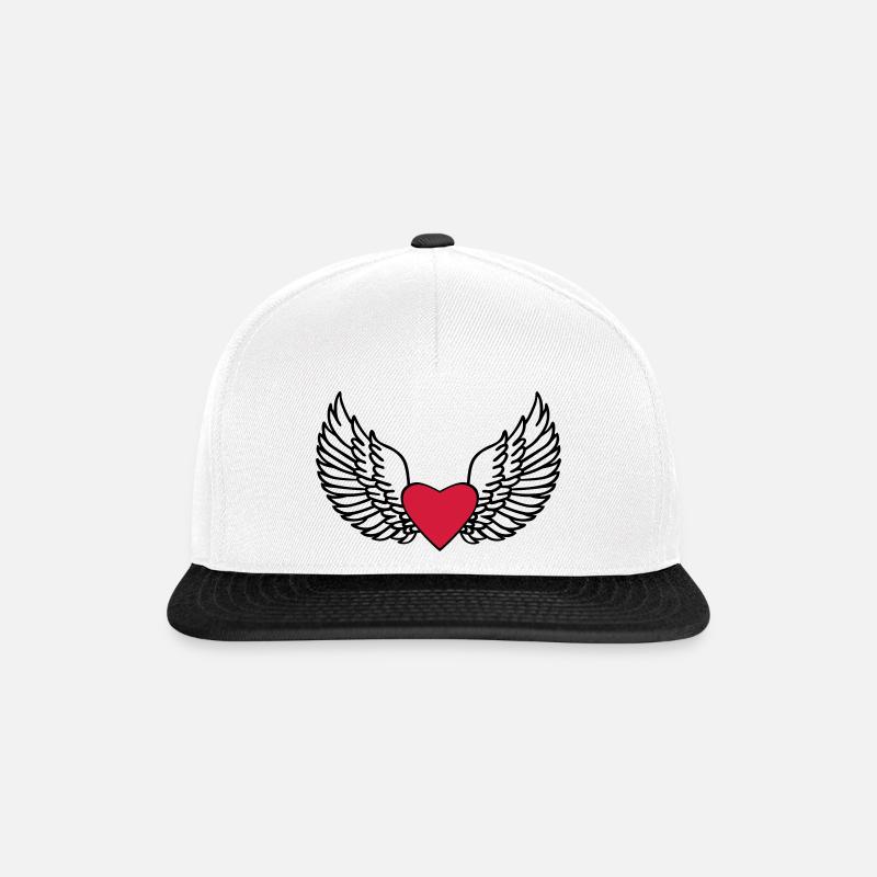 Heart and Wings - Snapback Cap - white/black