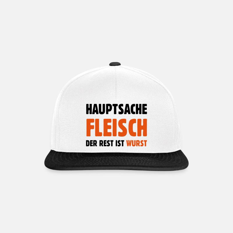 Hauptsache Fleisch - Snapback Cap - Weiß/Schwarz