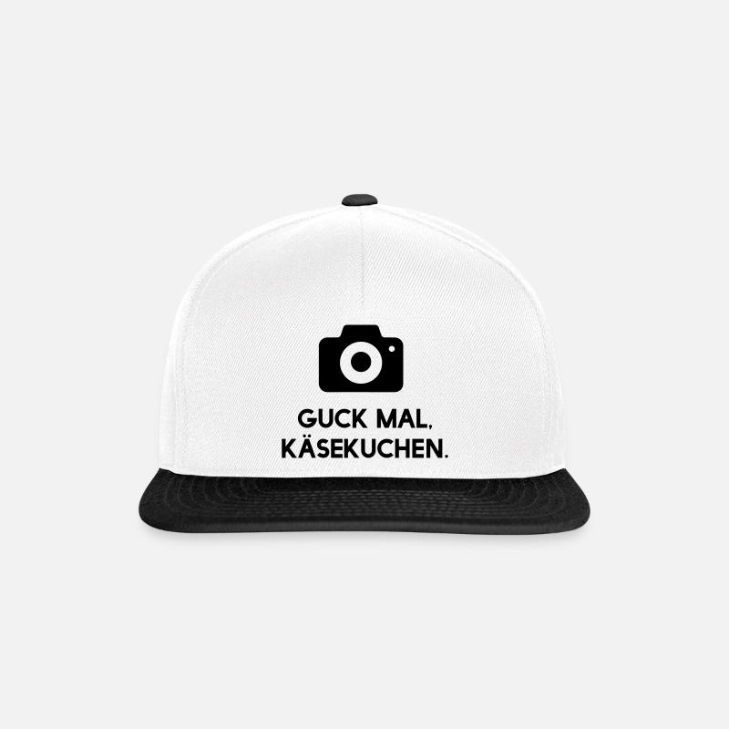 Fotografie - Käsekuchen - Snapback Cap - Weiß/Schwarz