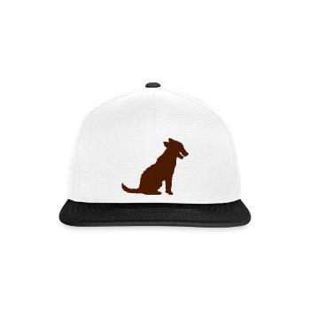 Dog Sitting Silhouette Tongue Sticking Out Outline - Snapback Cap - white/black - Front