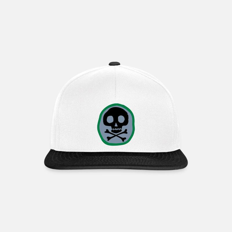 Schädel und Knochen - Snapback Cap - Weiß/Schwarz