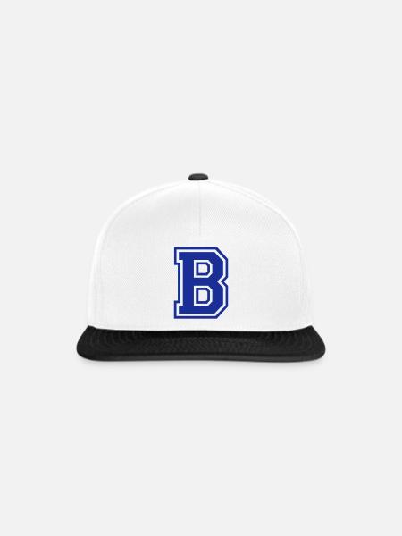Buchstabe B - Snapback Cap - Weiß/Schwarz