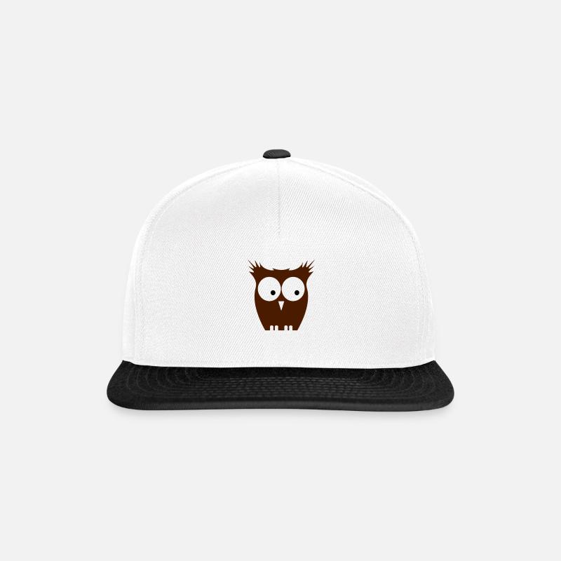 eule braun - Snapback Cap - Weiß/Schwarz