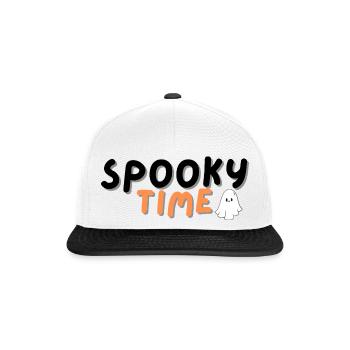 Lustiges Halloween T-Shirt, spooky time Schriftzug - Snapback Cap - Weiß/Schwarz - Vorne