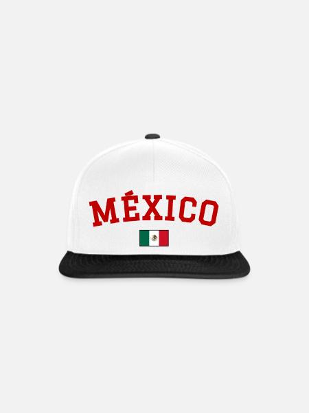 Mexiko Flagge Design Rot - Snapback Cap - Weiß/Schwarz