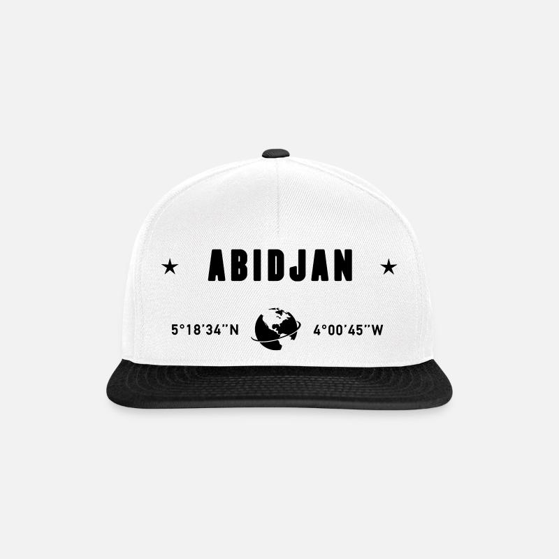 Coordonnées de la Côte d’Ivoire d’Abidjan : Terre - Casquette snapback - blanc/noir