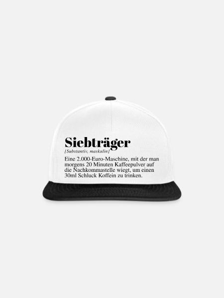Siebträger Kaffee Spruch - Snapback Cap - Weiß/Schwarz