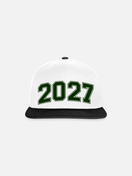 2027 Grüne Outline-Zahlen - Snapback Cap - Weiß/Schwarz