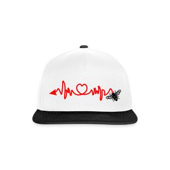 Cardio-Herzfrequenz, Biene mit Stachel oder Pfeil - Snapback Cap - Weiß/Schwarz - Vorne