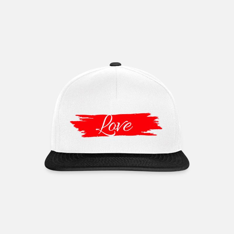 Liebe mit rotem Farbstreifen # - Snapback Cap - Weiß/Schwarz