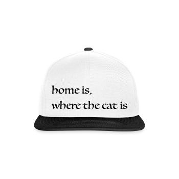 home is, where the cat is - Snapback Cap - Weiß/Schwarz - Vorne