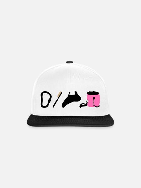 Kletterlogo Boulderemblem Kletterschuhe Bürste - Snapback Cap - Weiß/Schwarz