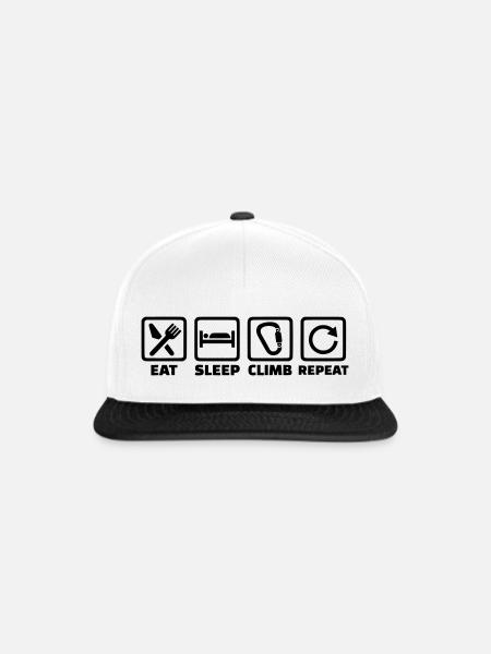 Eat Sleep Climb Repeat – Klettern & Bouldern - Snapback Cap - Weiß/Schwarz