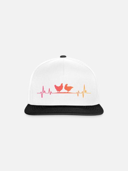 Hennen-Sonnenuntergangs-Herzschlag-Hennen - Snapback Cap - Weiß/Schwarz