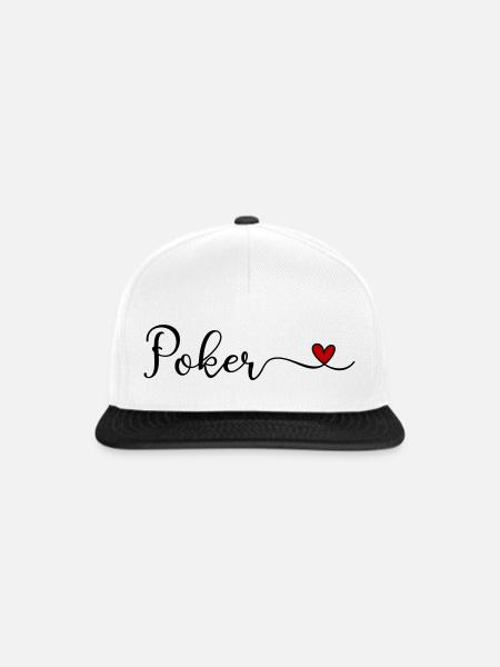 Poker Herz - Snapback Cap - Weiß/Schwarz
