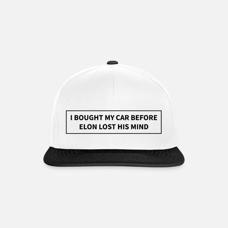 I Bought my Car before Elon lost his Mind - Snapback Cap - Weiß/Schwarz