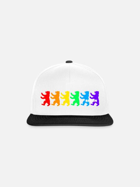 Berliner Bären / Regenbogenfarben - Snapback Cap - Weiß/Schwarz