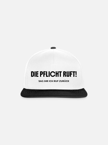 Pflicht Ruft - Snapback Cap - Weiß/Schwarz