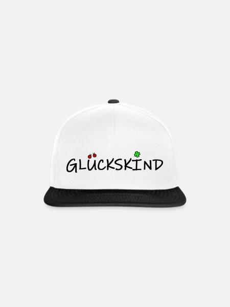 glückskind (schwarz) - Snapback Cap - Weiß/Schwarz