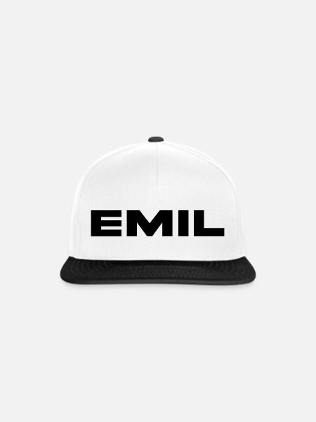 Emil Vorname Name - Snapback Cap - Weiß/Schwarz