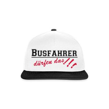 Busfahrer Bus Omnibus Kraftfahrer dürfen...(25) - Snapback Cap - Weiß/Schwarz - Vorne