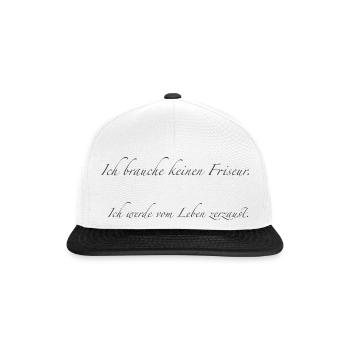 Ich brauche keinen Friseur - Snapback Cap - Weiß/Schwarz - Vorne