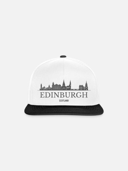 Edinburgh Schottland, Edinburgh Skyline - Snapback Cap - Weiß/Schwarz