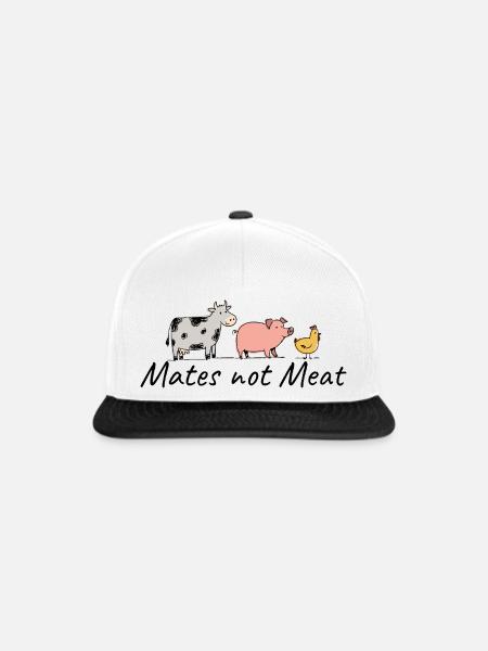 Veganer Mates not Meat Tierliebe - Snapback Cap - Weiß/Schwarz