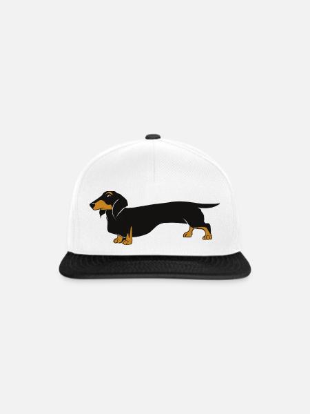 Schwarzbrauner Dackel Silhouette - Snapback Cap - Weiß/Schwarz
