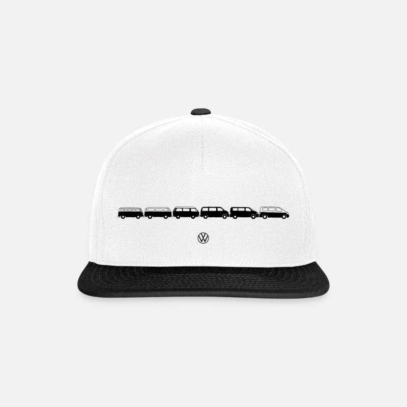 Volkswagen VW Camper Evolution Mit Logo In Schwarz - Snapback Cap - Weiß/Schwarz