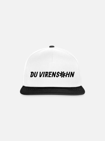 Du Virensohn - Snapback Cap - Weiß/Schwarz