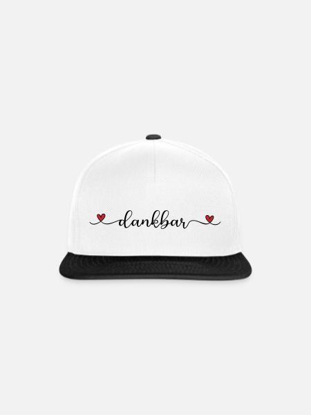 dankbar Schriftzug mit Herz - Snapback Cap - Weiß/Schwarz